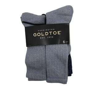 Harrington Gold Toe Socks Mens 6-12.5 Cotton Crew Knitted Stretch Comfort 5-Pack